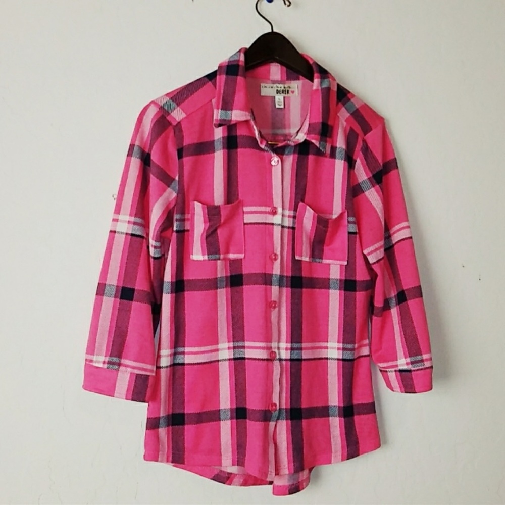 I’m in Love with Derek | Pink, Black, & White Plaid Long Sleeve Cozy Top